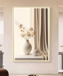 Gold Frame 80*120 Cm Vase Flower Crytsall Porsalein Painting 